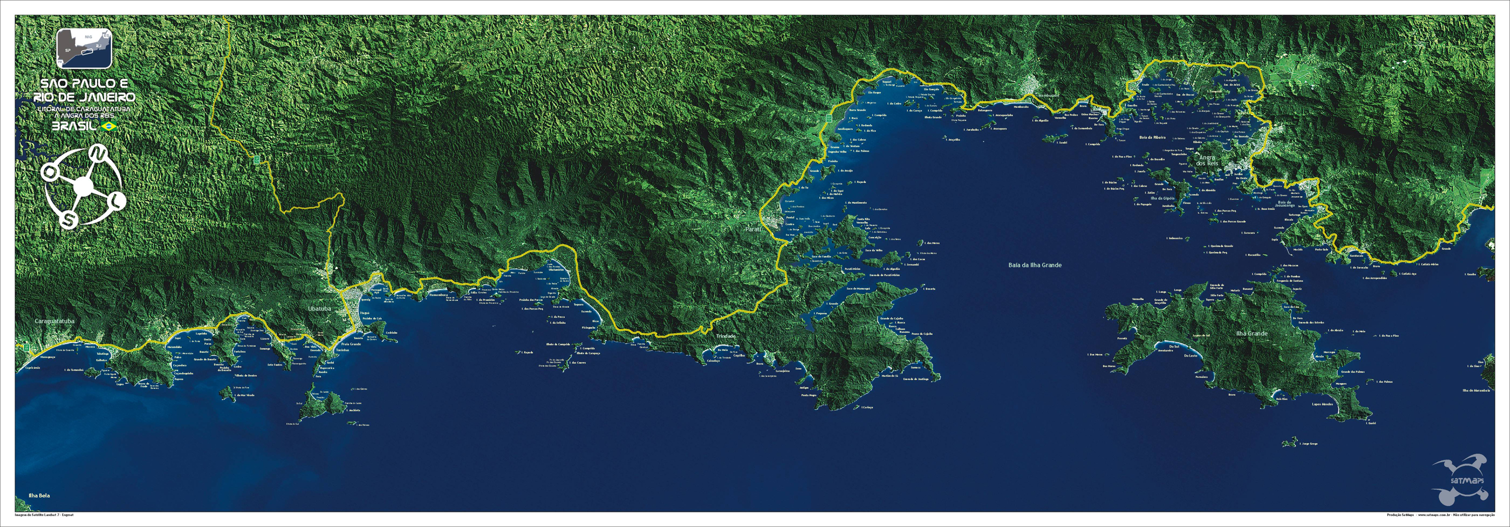 Poster Caraguatatuba a Angra dos Reis - Imagem de satelite LandSat 7